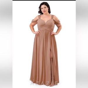 Azazie Lianne bridesmaid dress, Champagne Rose, size 16